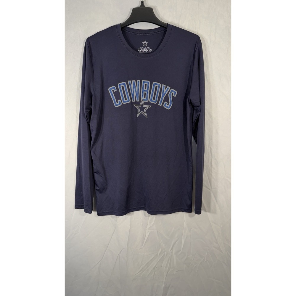 dallas cowboys Men's Long Sleeve Crewneck Stretch Navy Blue Size TRUE Medium Fit
